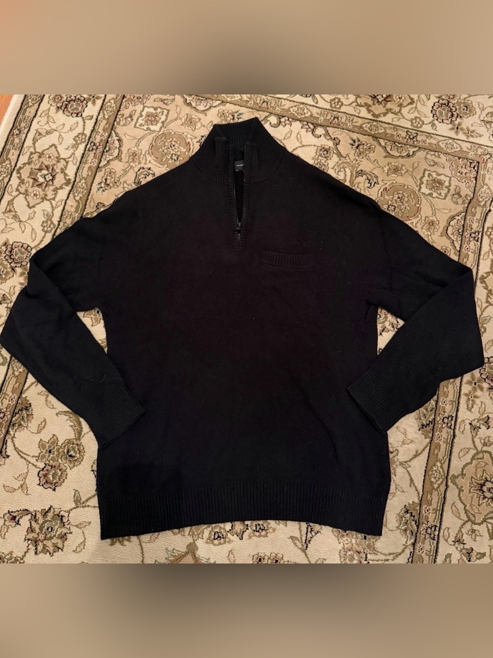 Club Monaco Mens 3/4 Zip Front Pocket Black Long Sleeve Sweater Size Large